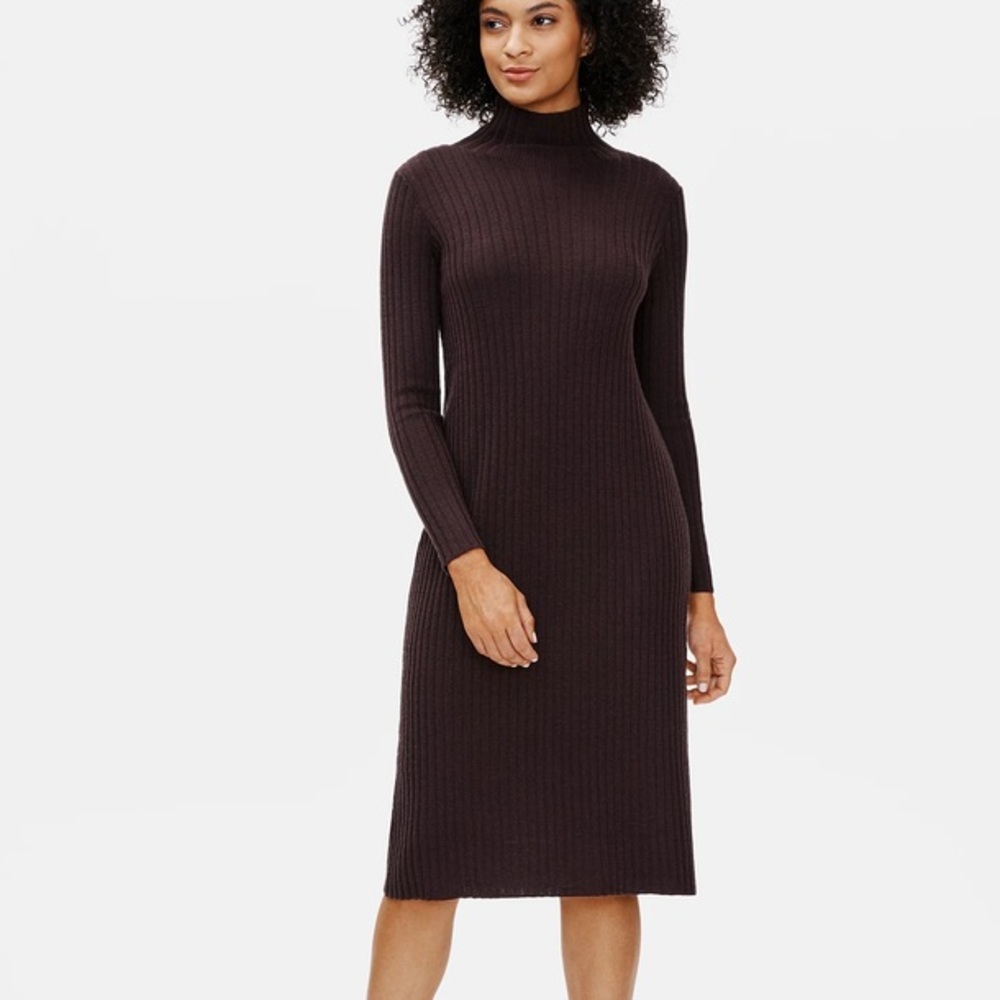 Merino Scrunch Neck Dress in Regenerative Wool